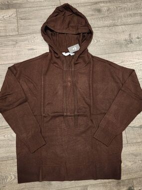 Members Mark Womens Cashmere Blend Hoodie Size Small Chocolate Brown NWT